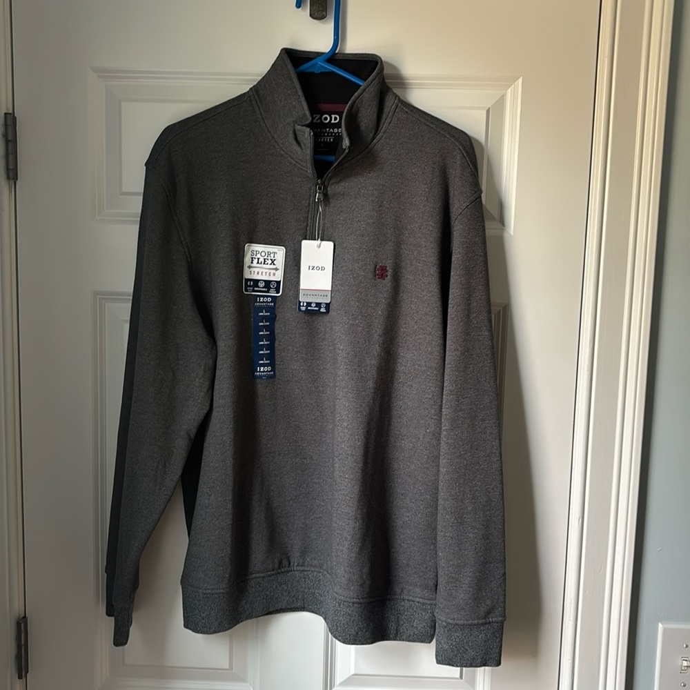 Izod Sports Flex Golf Tennis Long Sleeve Performance Pullover Large New